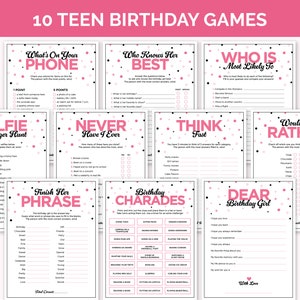 Teen Birthday Games for Girls, Printable Birthday Girl Trivia Games, Birthday Party Activities for Teenagers, Sweet Sixteen Group Games
