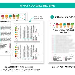 Ice Cream Riddles, Printable Riddle Me This Game for an Ice Cream ...
