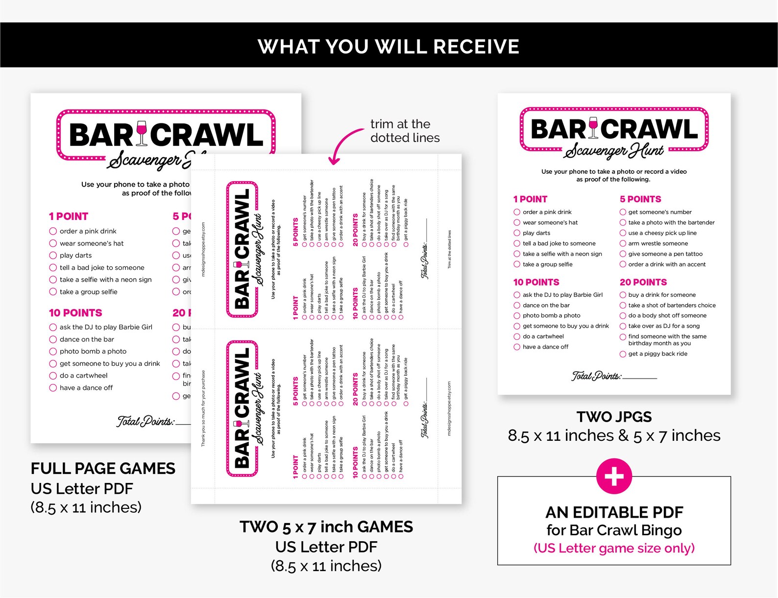 Bar Crawl Games Bundle Printable Bar Hopping Games for a Etsy