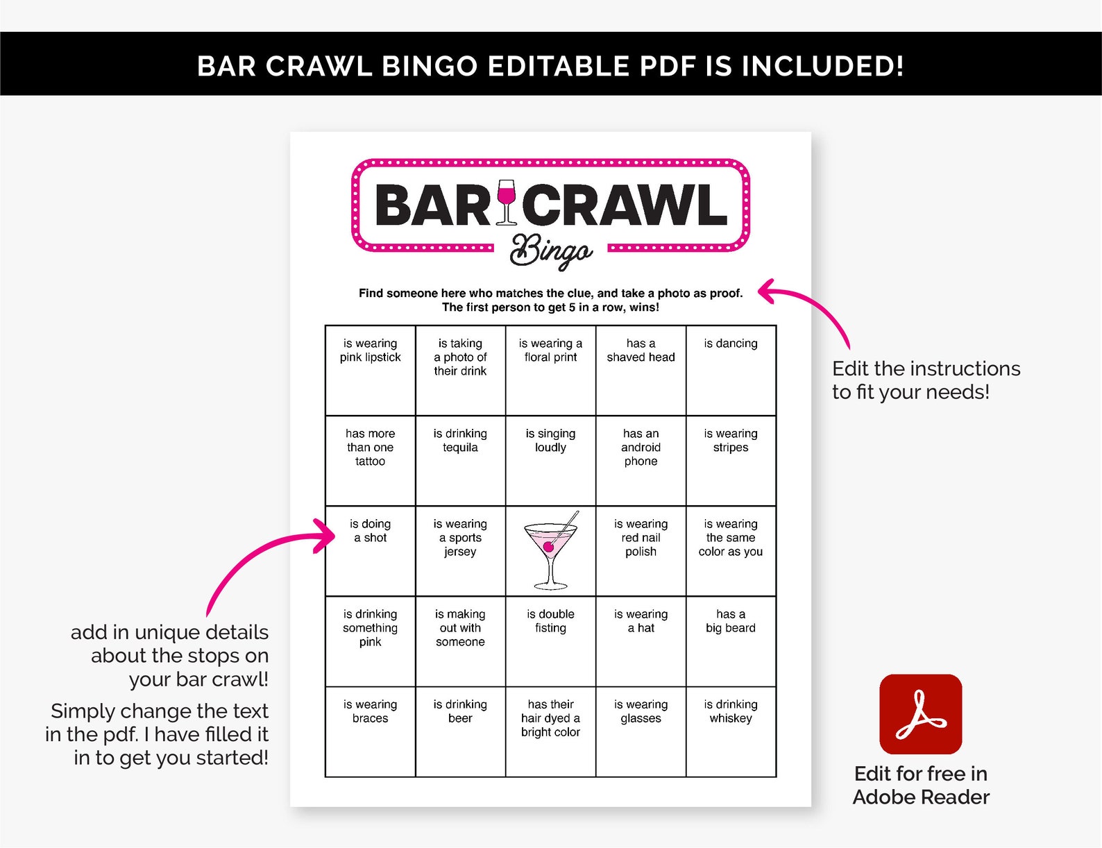 Bar Crawl Games Bundle, Printable Bar Hopping Games for a Birthday Bar