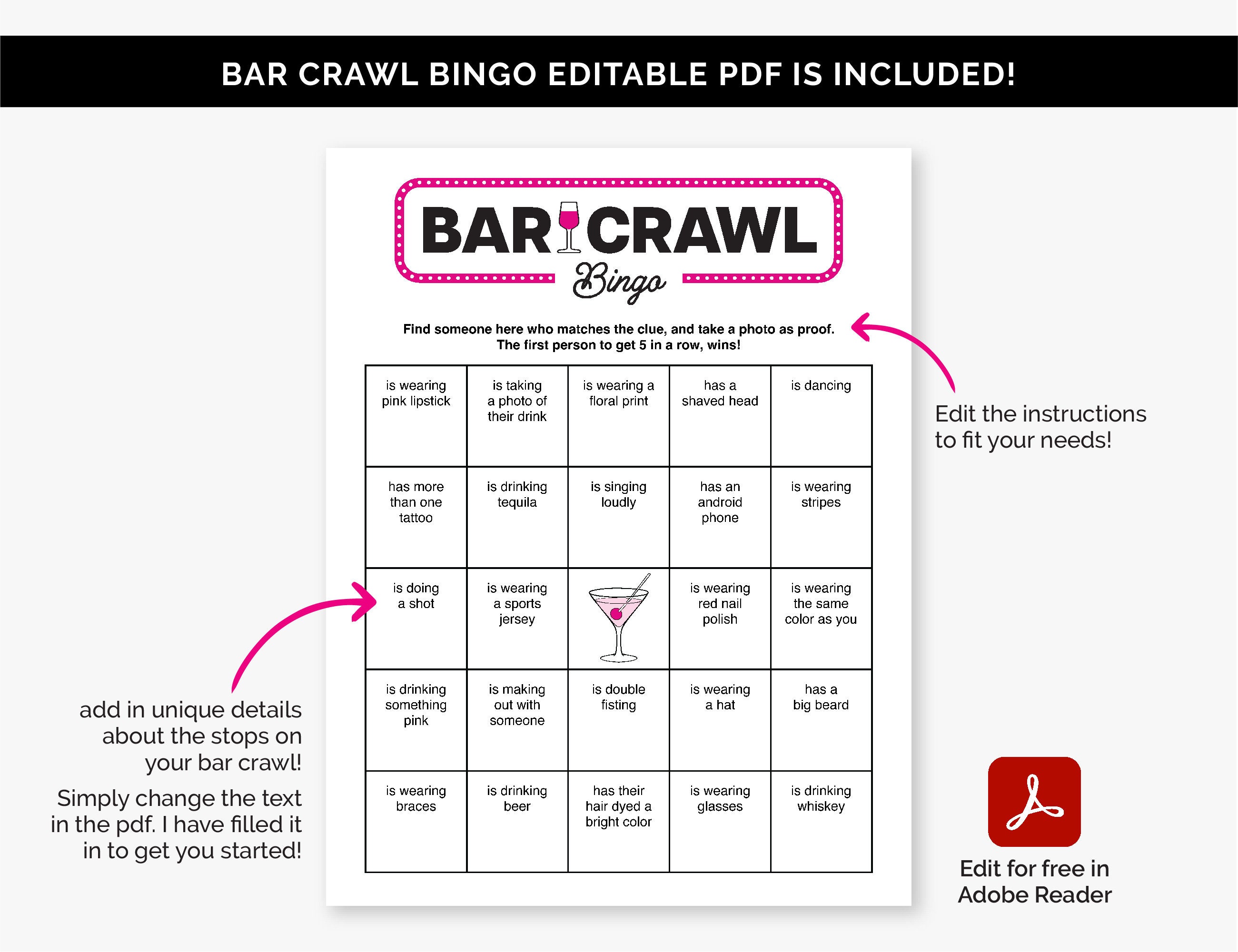 Bar Crawl Games Bundle Printable Bar Hopping Games For A Etsy