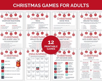 Christmas Party Games for Adults, Printable Holiday Party Games Bundle, Fun Christmas Party Games for Large Groups, Christmas Office Games.