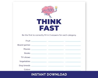 Dementia Think Fast Game, Memory Game for Senior Citizens, Quick Think Game for Dementia Care, Word Game for the Elderly, Brain Booster Game