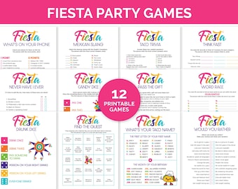 Fiesta Games Bundle, Printable Mexican Party Games for a Fiesta Birthday, or Taco Party, Fiesta Office Party Games, Fiesta Theme Group Games