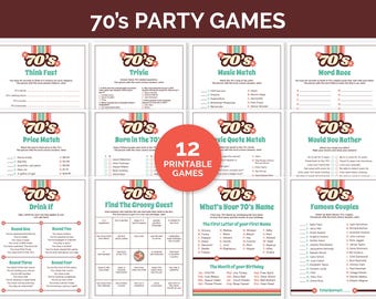 70s Party Games, Printable Games Bundle for a Retro 70s Theme Party, Fun Games for a 50th Birthday or Groovy Disco Party, 1970s Trivia Games