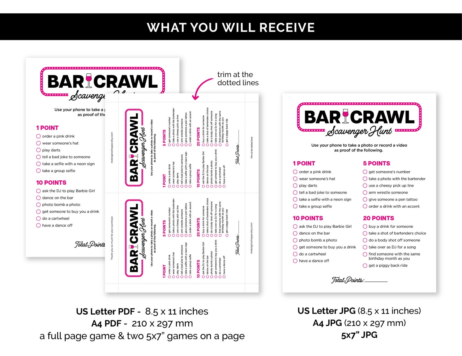 Bar Crawl Scavenger Hunt, Printable Bar Hopping Game for a Birthday Bar