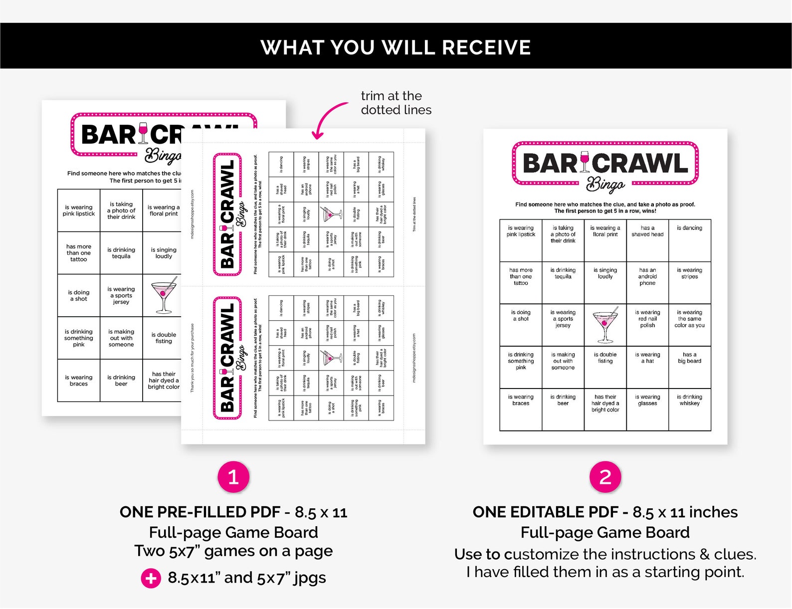 Editable Bar Crawl Bingo Game, Printable Find Someone Who Bar Hopping