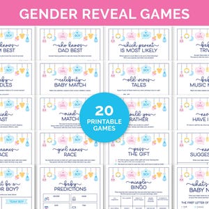 Gender Reveal Games Bundle, Printable Pink or Blue Games for a Gender Reveal Party, Boy or Girl Baby Reveal Games, Baby Trivia & Predictions