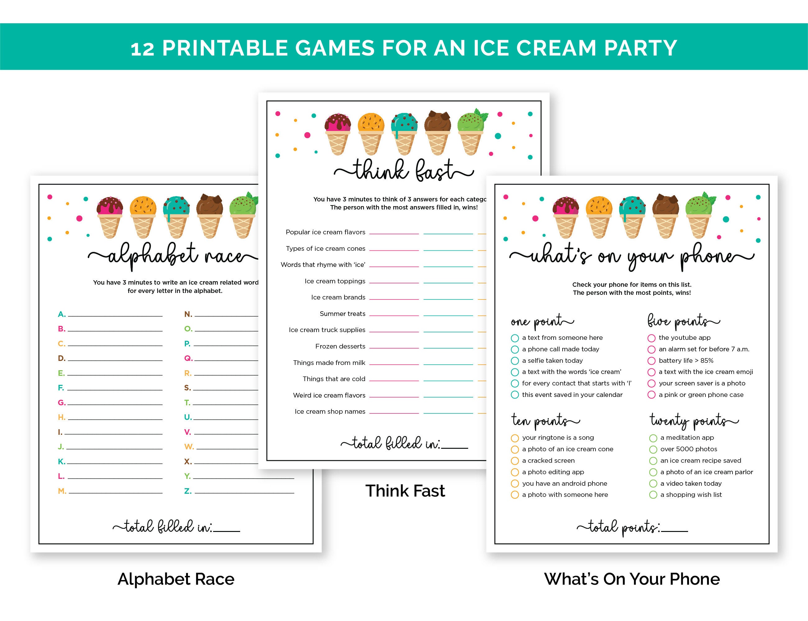 ♡ 80s Party Games, Printable Games Bundle for an 80s-themed