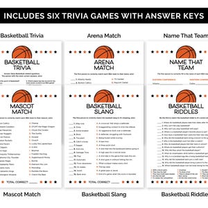 Basketball Games, Printable Games Bundle for a Basketball Team Party, Travel Basketball Team Building Games, Basketball Birthday Games. image 3