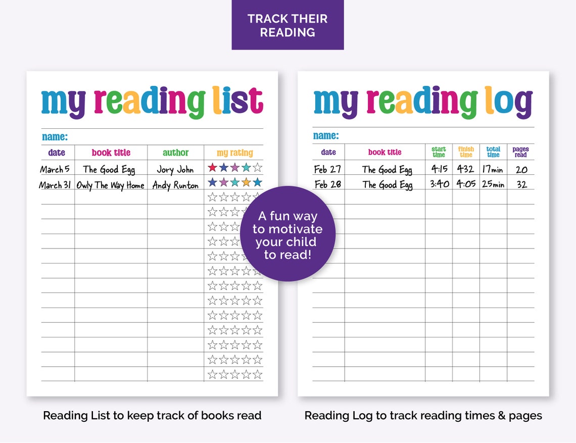 Reading Log for Kids Printable Bookshelf Reading Tracker - Etsy Canada
