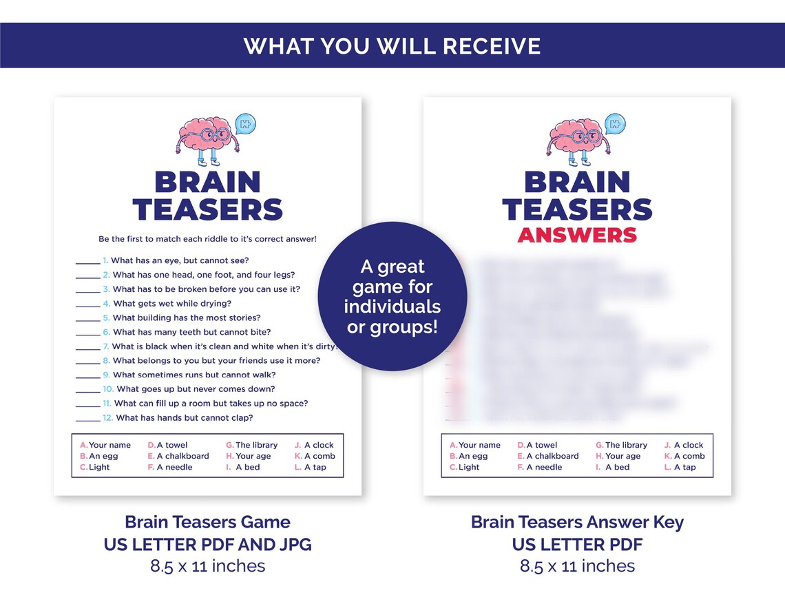 Dementia Brain Teasers, Simple Riddles for Senior Citizens, Brain ...