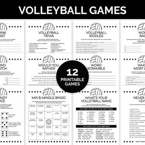Volleyball Games, Printable Games Bundle for a Volleyball Team Party, Travel Volleyball Team Bonding Games, Volleyball Team Building Games.