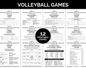 Volleyball Games, Printable Games Bundle for a Volleyball Team Party, Travel Volleyball Team Bonding Games, Volleyball Team Building Games.