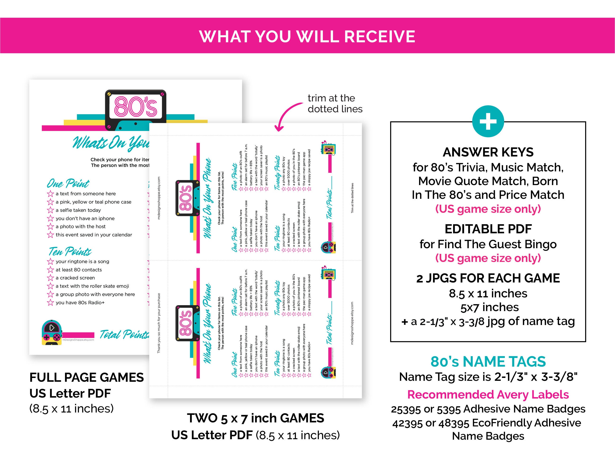 80s Party Games, Printable Games Bundle for an 80s-themed Party, Fun ...