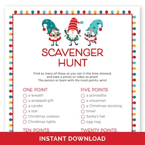 Christmas Photo Scavenger Hunt, Printable Christmas Party Game for Kids & Adults, Outdoor Scavenger Hunt for Teens, Christmas Day Activity.
