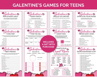 Galentine's Games for Teens, Printable Valentine's Day Games Bundle for Teen Girls, Galentine's Day Party Activities for Tweens & Teenagers.