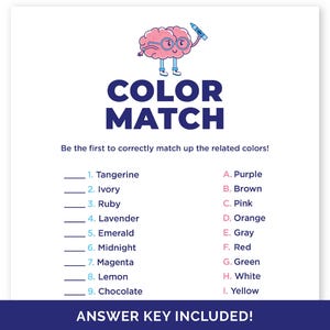 Dementia Color Match Game, Color Trivia for Senior Citizens, Word Matching Game for the Elderly, Memory Game for Dementia Care, Brain Game.