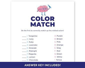 Dementia Color Match Game, Color Trivia for Senior Citizens, Word Matching Game for the Elderly, Memory Game for Dementia Care, Brain Game.