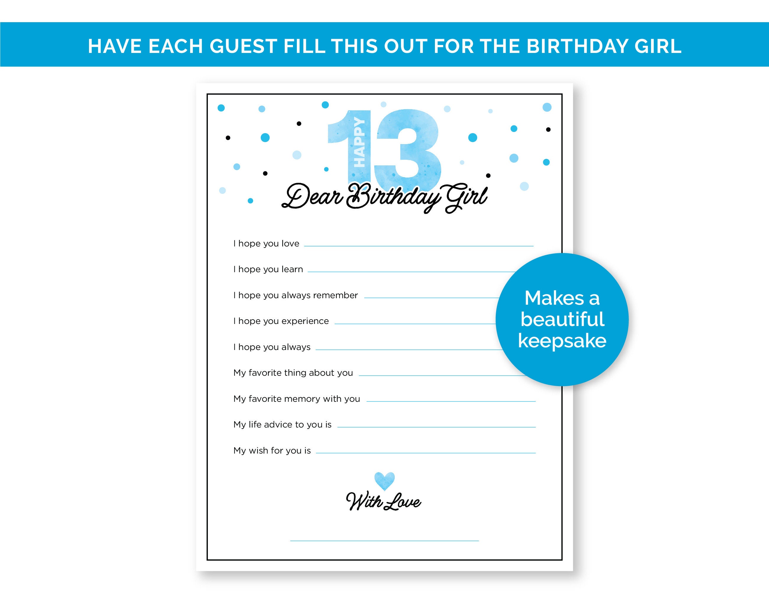 Blue 13th Birthday Party Games, Printable Thirteenth Birthday Games