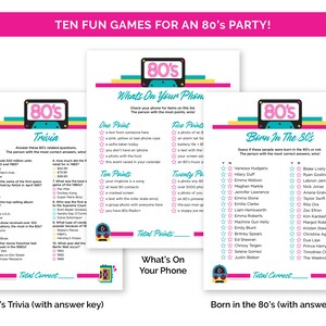 80s Party Games, Printable Games Bundle for an 80s-themed Party, Fun ...