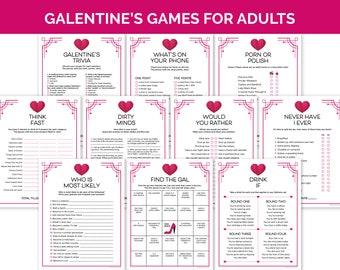 Jeux de Galentine pour adultes, lot de jeux à imprimer pour la Saint-Valentin, jeux pour adultes Galentines Day, jeux de dames pour la Saint-Valentin