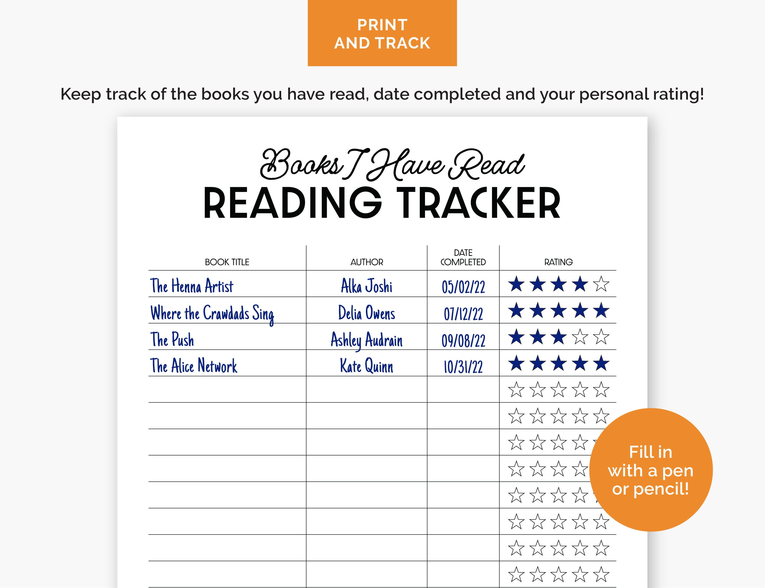 Reading Tracker and Book Tracker Printable Bundle, 100 Books Challenge ...