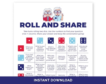 Senior Roll & Share, Talk Dice Game for Senior Citizens, Icebreaker Game for the Elderly, Memory Game for a Seniors, Conversation Dice Game.