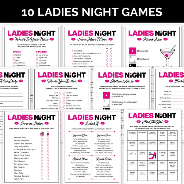 Ladies Night Games, Printable Game Bundle for a Girls' Night, Girls' Weekend, or Girls' Trip, Fun Ladies Night Out Group Games for Adults