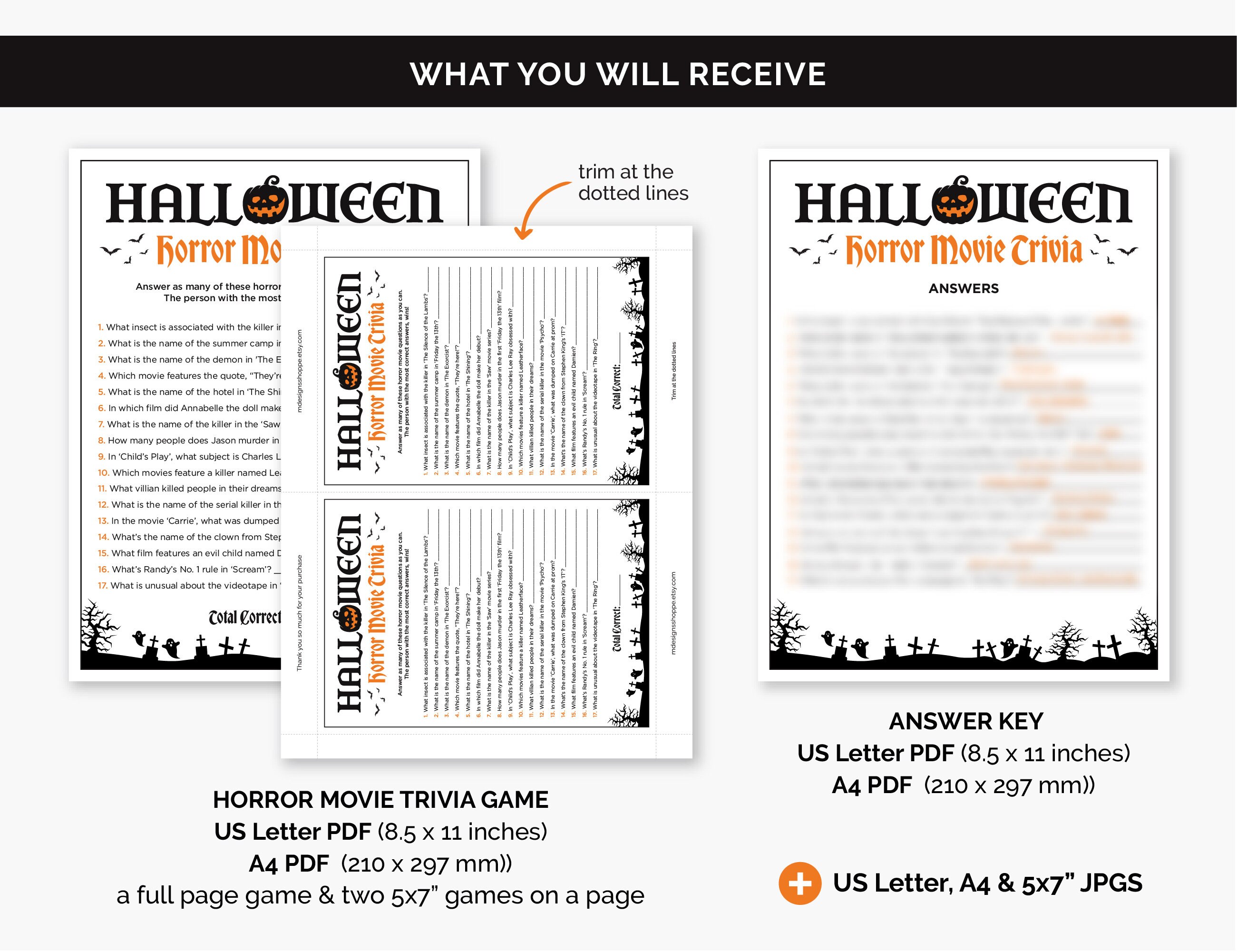 Horror Movie Quiz Game. Halloween. Character Memory Party Game. Digital  Download Friday the 13th. Scream. Pennywise. Nightmare on Elm Street