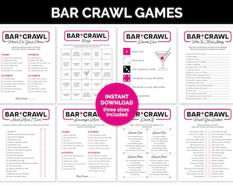 Bar Crawl Games Bundle, Printable Bar Hopping Games for a Birthday Bar Crawl, With Find Someone Who Bingo, Scavenger Hunts & Drinking Games