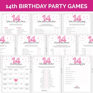 14th Birthday Party Games, Printable Games Bundle for a 14-Year-Old Girl&#39;s Birthday, Teen Party Activities with Birthday Girl Trivia Games