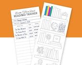 Reading Tracker Bookmarks, Printable Reading List Bookmark with Coloring Bookshelf for Summer Reading Challenge, Book Nerd, Book Club Gift