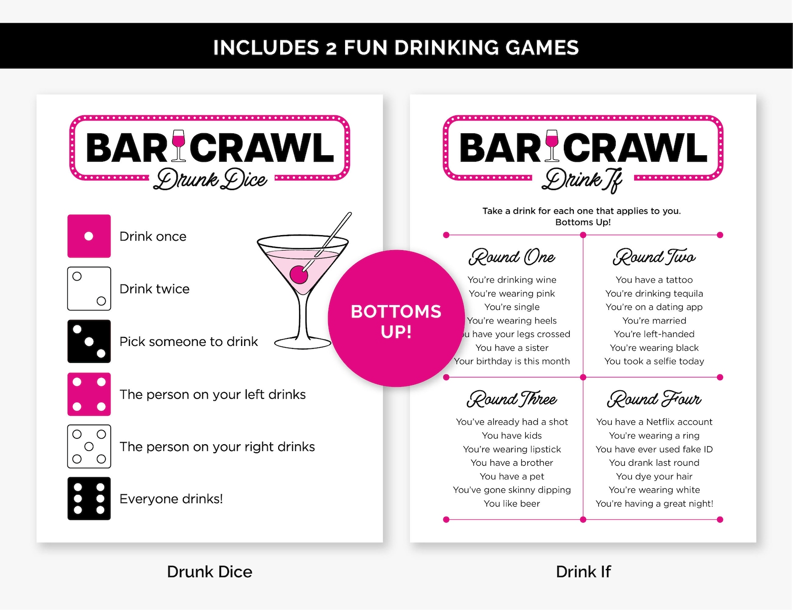 Bar Crawl Games Bundle, Printable Bar Hopping Games for a Birthday Bar