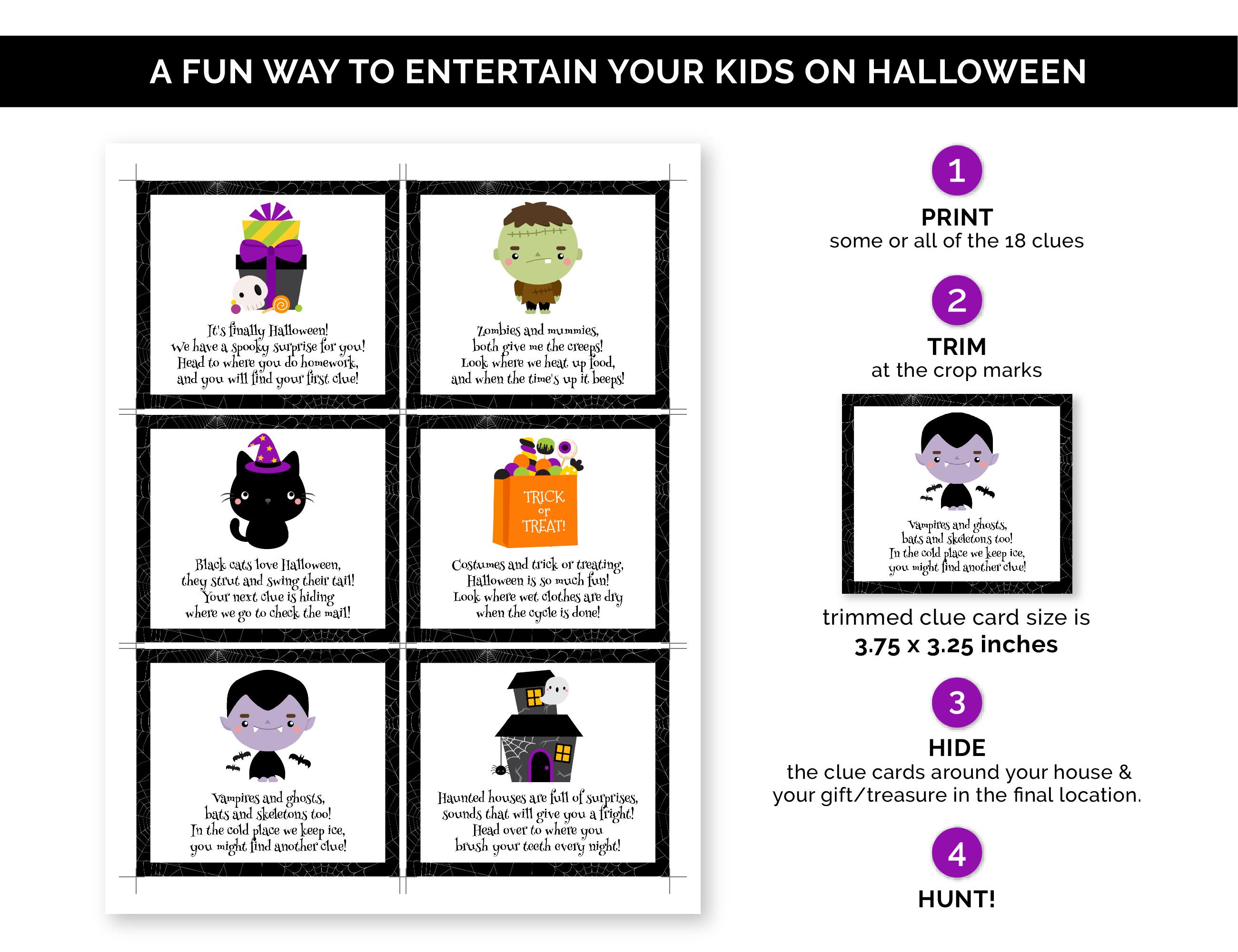 Halloween Scavenger Hunt for Kids, Printable Indoor Halloween Treasure ...