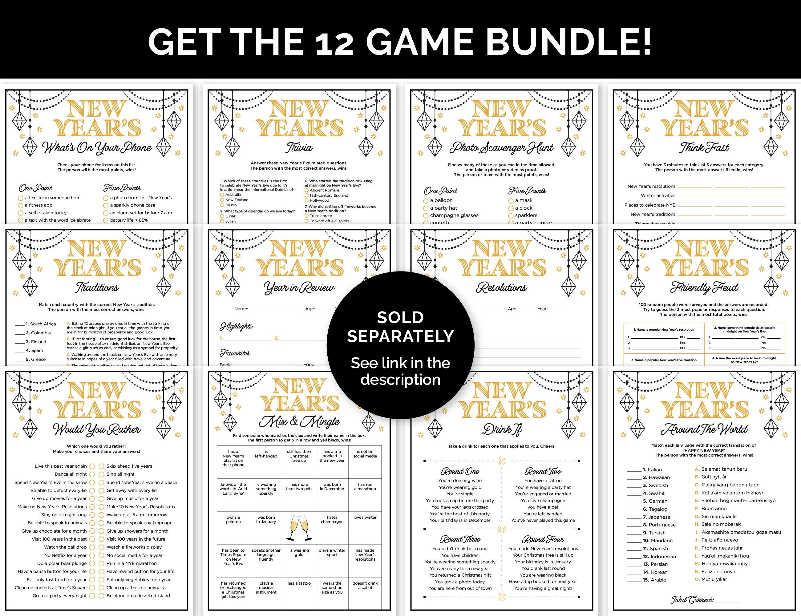 New Year's Trivia Game, Printable Quiz With Answers for a New Year's ...