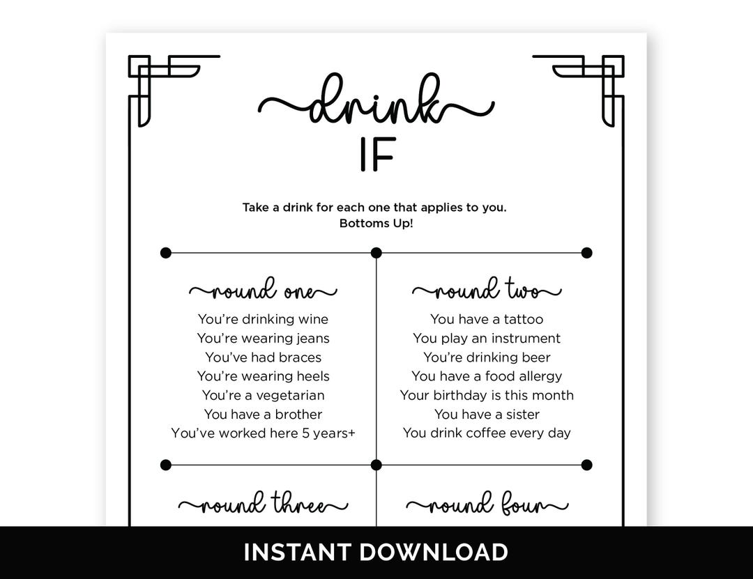 Office Drink If Game, Printable Drinking Game for an Office Holiday ...
