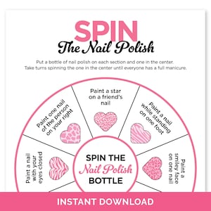Spin the Nail Polish Game, Printable Sleepover Game for Tween & Teenage Girls, Teen Birthday Spa Party Game, Fun Slumber Party Activity
