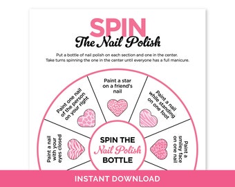 Spin the Nail Polish Game, Printable Sleepover Game for Tween & Teenage Girls, Teen Birthday Spa Party Game, Fun Slumber Party Activity