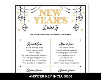 New Year's Drink If Game, Printable Drinking Game for a New Year's Eve Party, NYE Party Game for Adults, New Years Bar Crawl Game for Groups