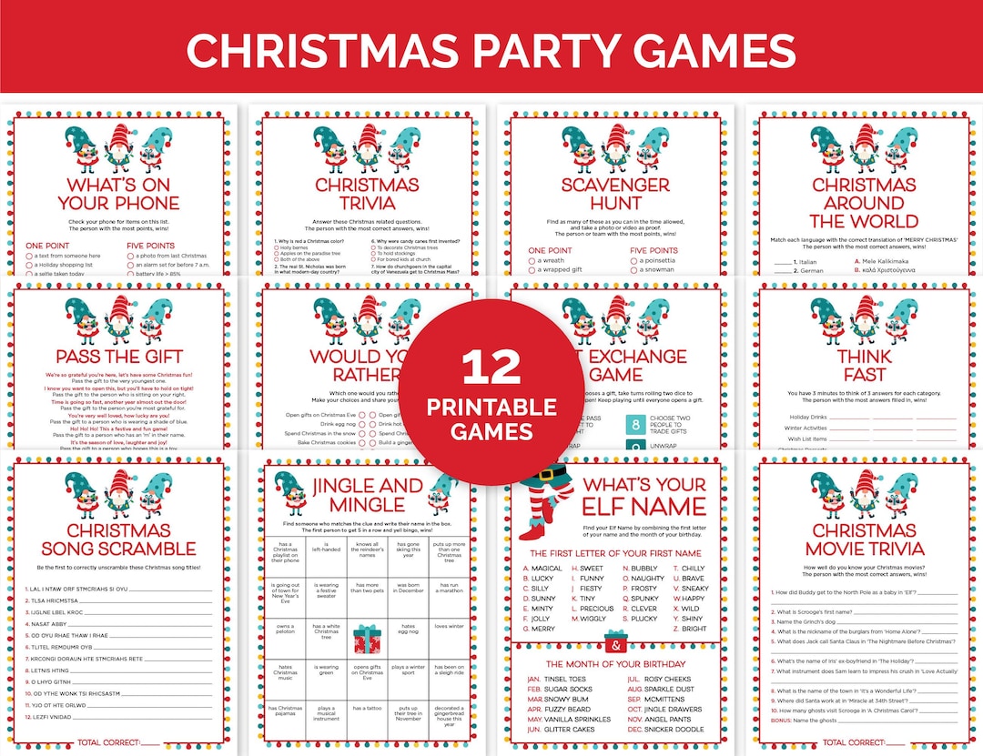 Christmas Games Bundle, Printable Christmas Games for Families, Holiday ...