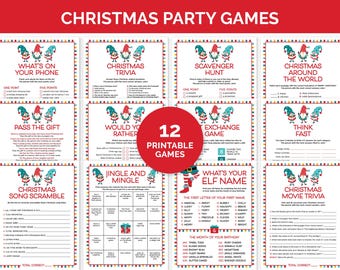 Christmas Games Bundle, Printable Christmas Games for Families, Holiday Party Games for Adults and Kids, Christmas School or Office Games.