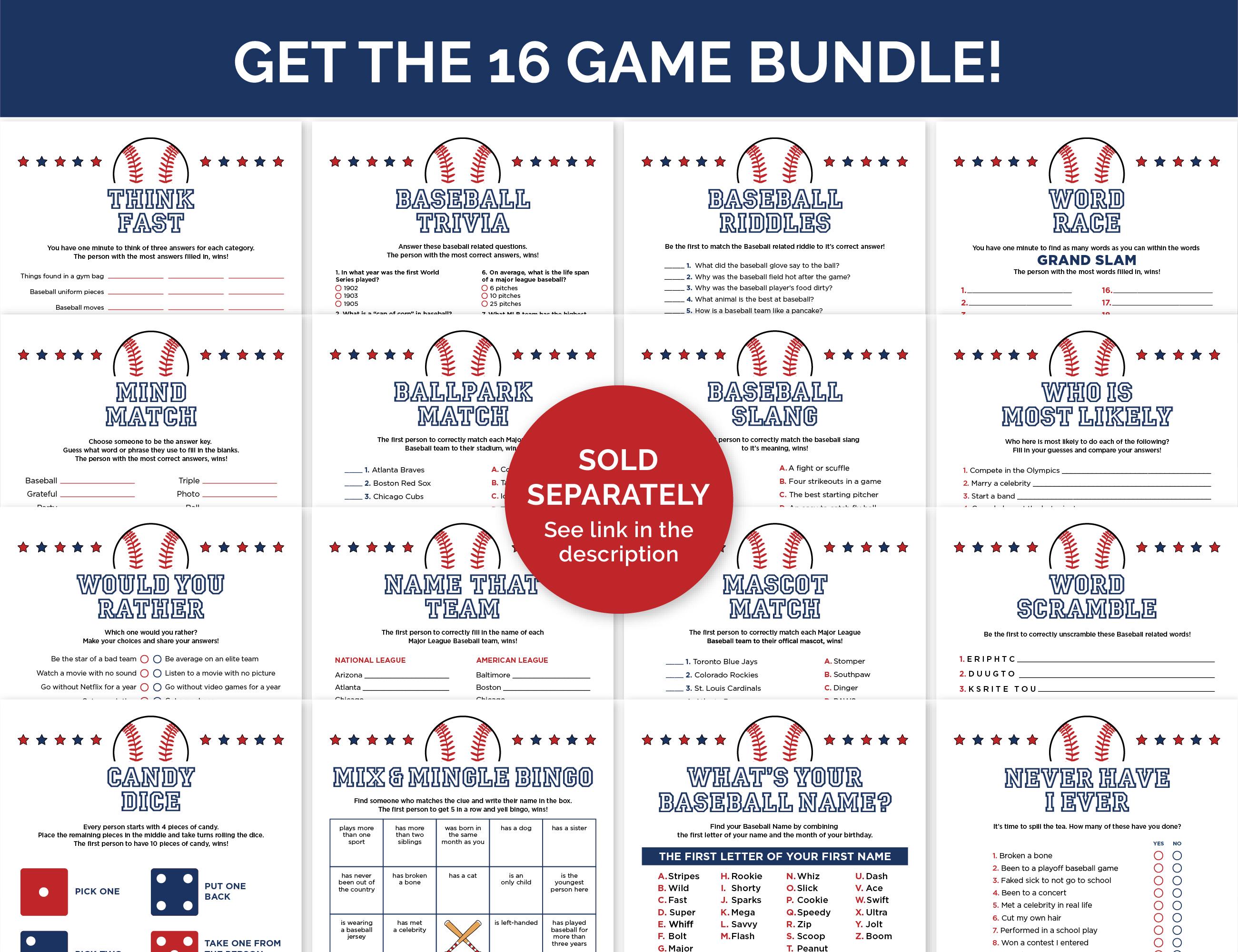 What's Your Baseball Name Game, Printable Baseball Team Building Game ...