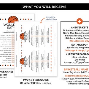 Basketball Games, Printable Games Bundle for a Basketball Team Party, Travel Basketball Team Building Games, Basketball Birthday Games. image 7
