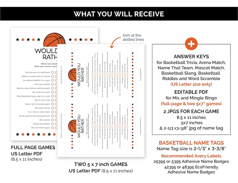 Basketball Games, Printable Games Bundle for a Basketball Team Party, Travel Basketball Team Building Games, Basketball Birthday Games. image 7