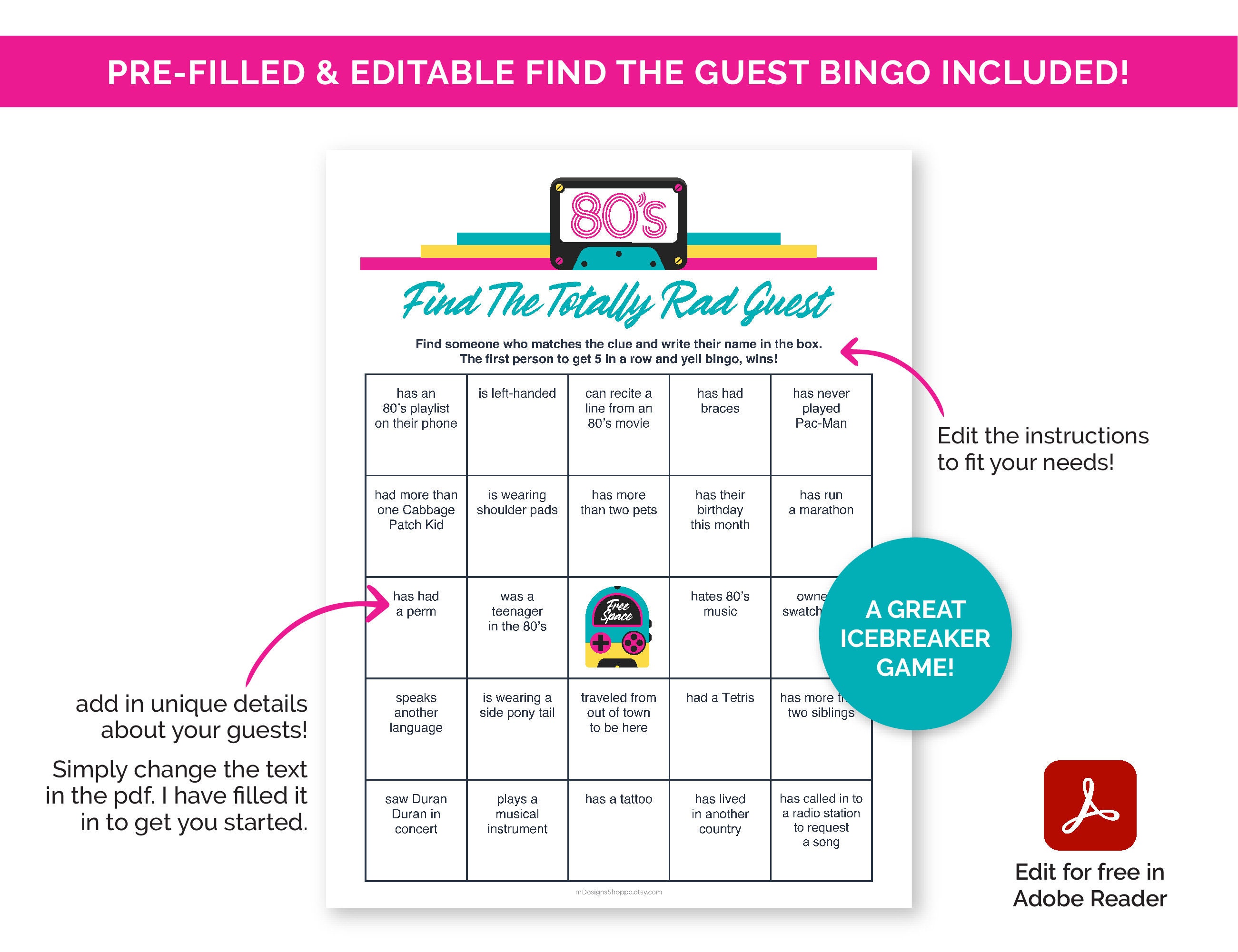 80s Party Games, Printable Games Bundle for an 80s-themed Party, Fun ...