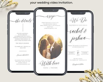 Wedding Invitation Digital, Electronic Invitation Template, Wedding E-vite, Phone Invitation, Smartphone Invite, Editable Canva Download