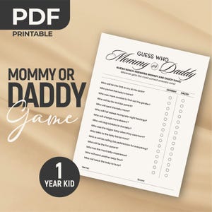 Gioco "Indovina chi è mamma o papà", Gioco per baby shower in PDF, Chi l'ha detto, Divertente stampabile per baby shower, Gioco minimalista, Quiz di genere neutro, PDF