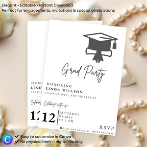 Graduation Party Invitation, Editable Canva Template, Graduation Annauncement Invitation,  Class of 2025, Graduation Party Invite Download