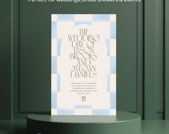 Modern Save the Date Wedding Invitation Template | Bold Typography Design | Minimalist Canva Editable | Printable Digital Download